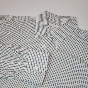 Everlane, White/Gray Check Long Sleeve‎ Button Down Shirt, Size M